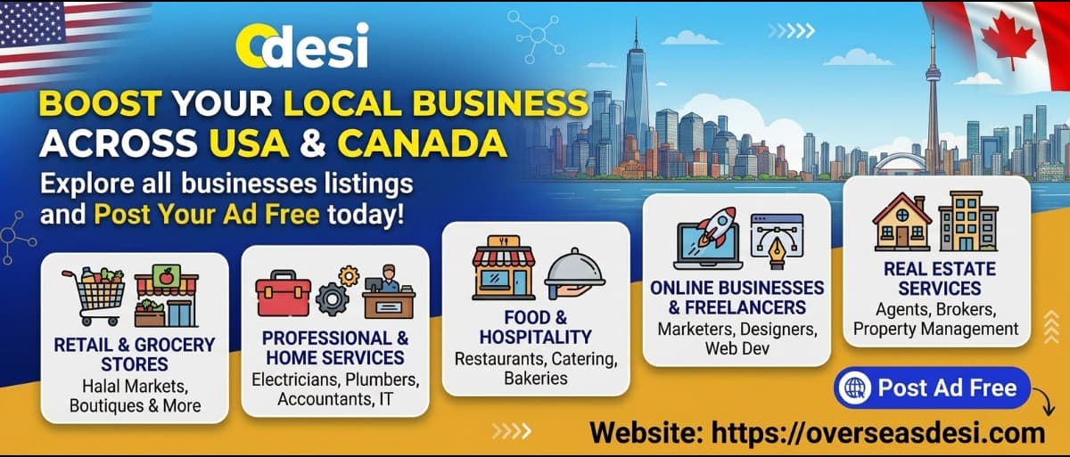 Grow your business across the USA & Canada for free with Overseas Desi!